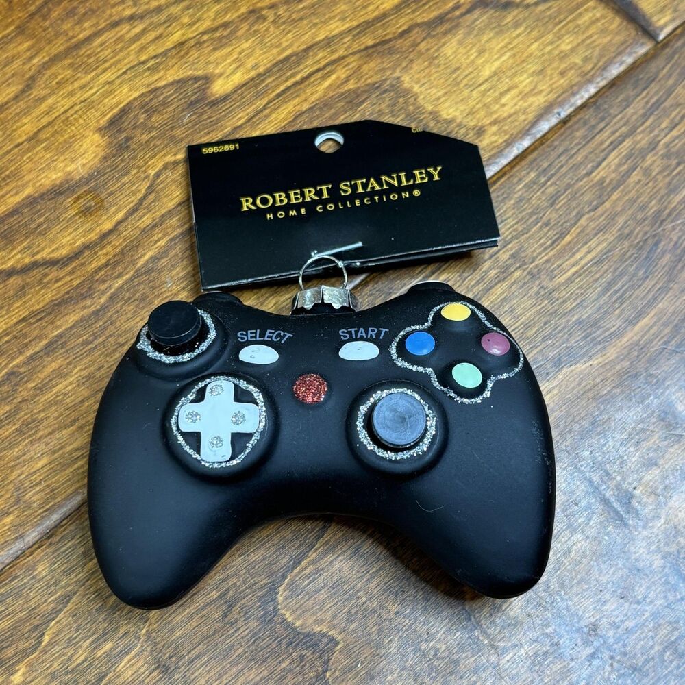Robert Stanley Game Controller Christmas Ornament Black‎ Glitter Gamer Decor